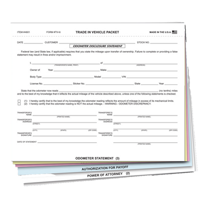 Trade-in vehicle combination form packet