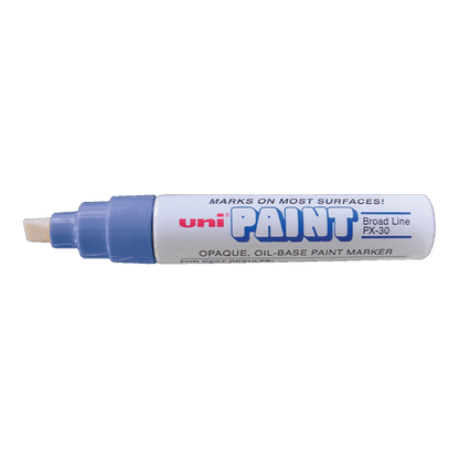 Blue uni PAINT PX-30 Broad Line oil-based paint marker with chisel tip, cap off