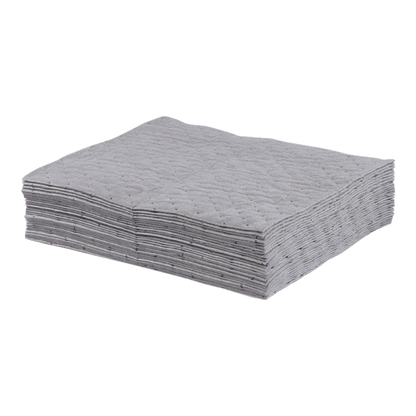 Stack of gray fine fiber sorbent pads