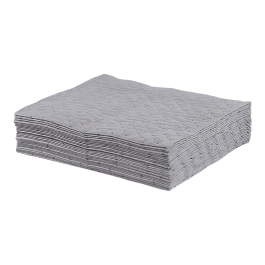 Stack of gray fine fiber sorbent pads