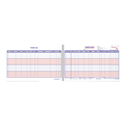 UPS log book sheet with red and blue columns