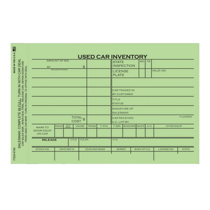 Green Used Car Inventory card