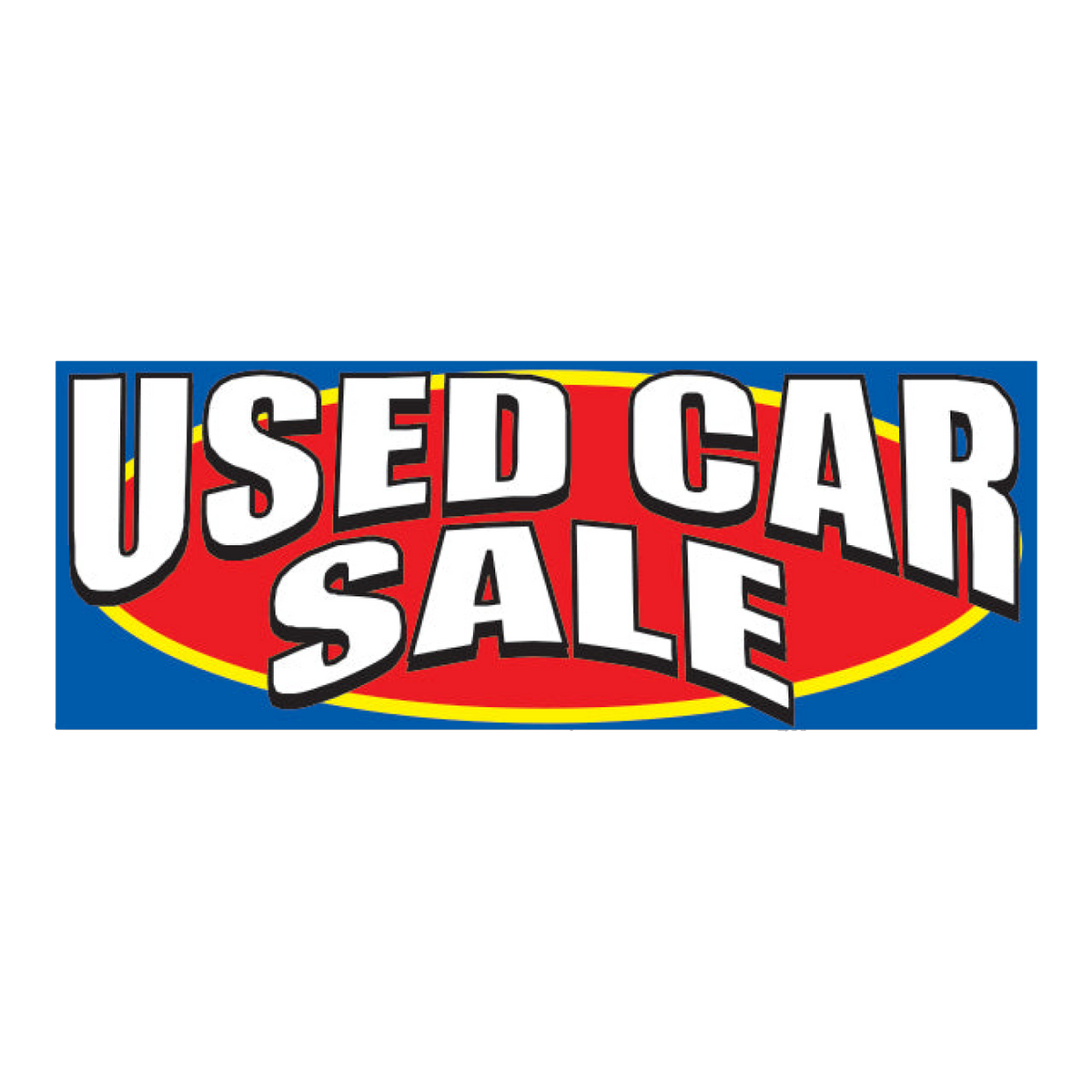 Used Car Sale fence banner, white lettering on blue and red