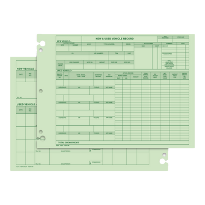Green vehicle inventory record forms