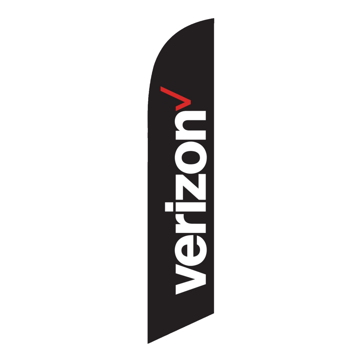 Black Verizon swooper banner with white lettering