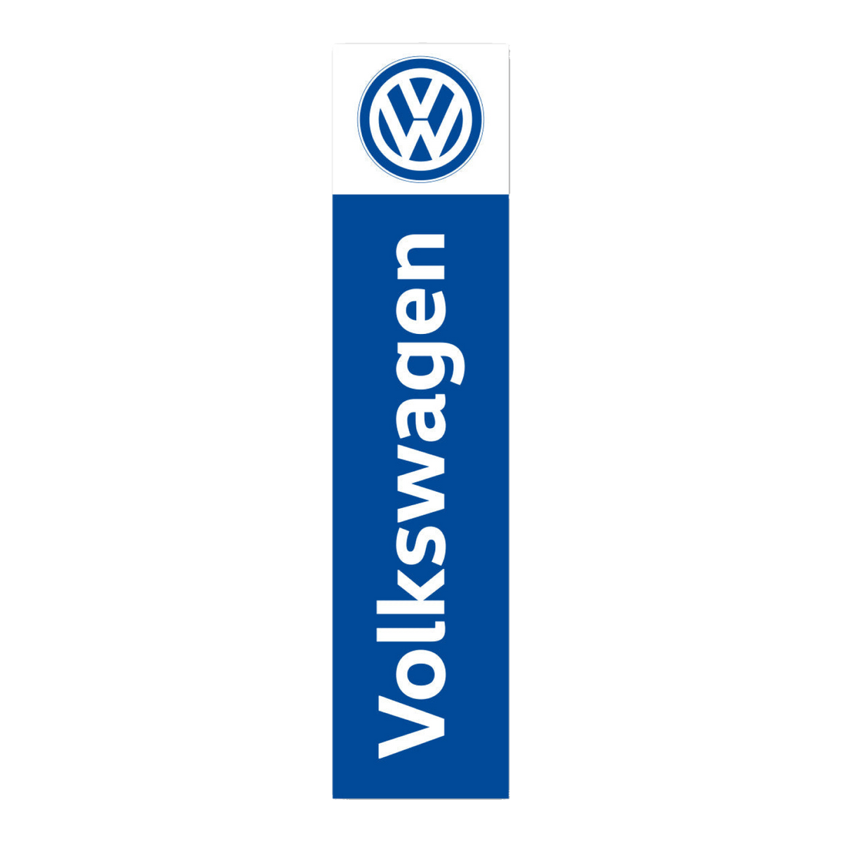 Volkswagen flat top swooper flag with a white top, VW logo and white Volkswagen lettering on blue