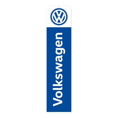 Volkswagen flat top swooper flag with a white top, VW logo and white Volkswagen lettering on blue
