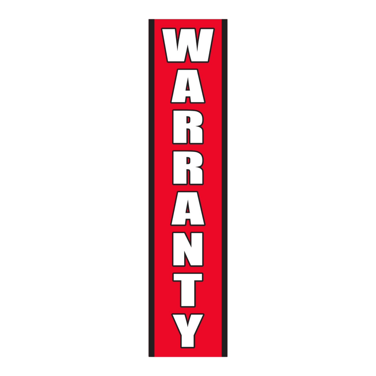 Red Warranty flat top swooper flag with white lettering
