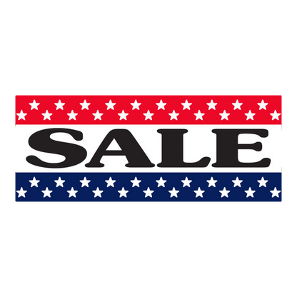 Sale windshield banner with stars and stripes