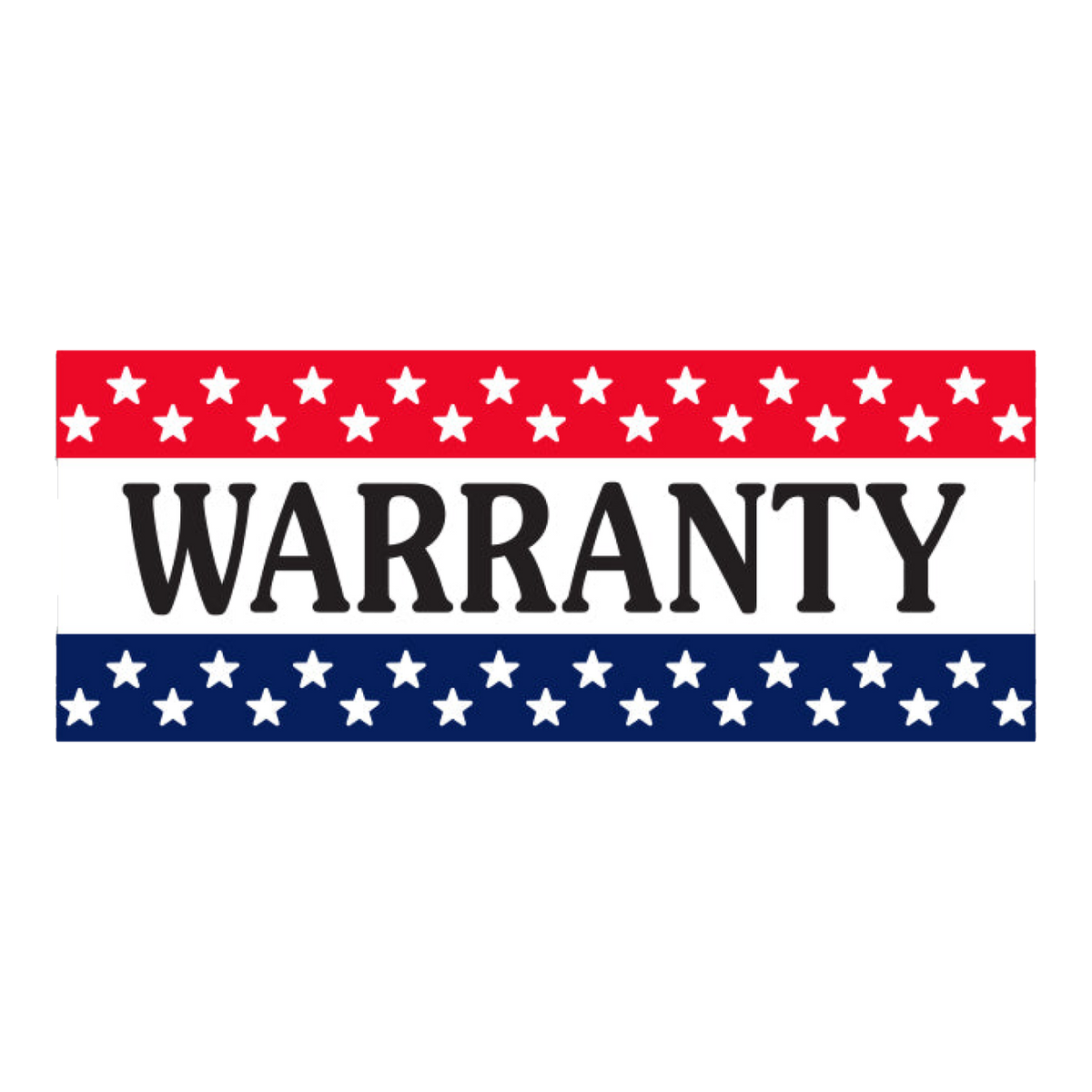 Warranty windshield banner with stars and stripes