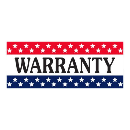 Warranty windshield banner with stars and stripes
