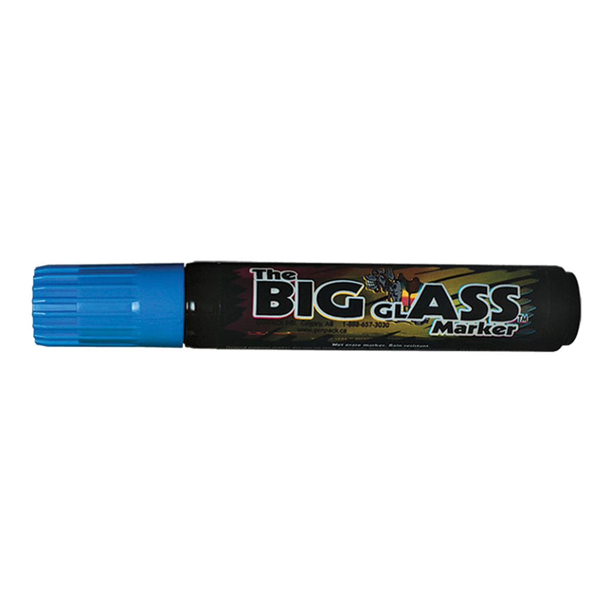Blue 15 mm large-tip water-based windshield marker, on white
