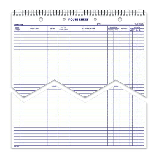 Route Sheet - RS-547-SB - Spiral Bound - 50 Lines