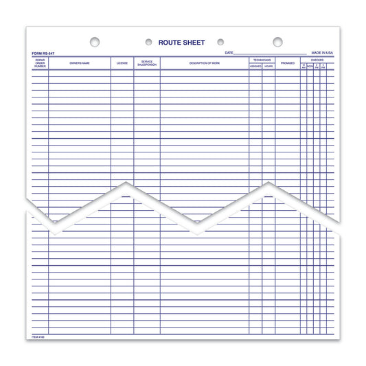Route Sheet - RS-547 - 50 Line, 12" x 15"