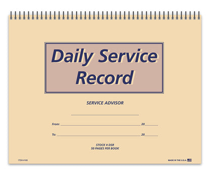 Daily Service Record Book - DSR - 50 Pages