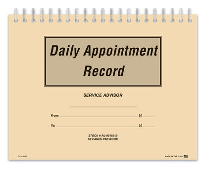 Daily Appointment Record Book - RL-98183-B - 50 Pages