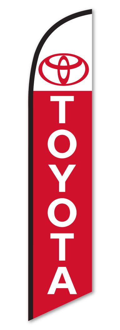 Swooper Banner - TOYOTA (WHITE W/ RED LETTERS)
