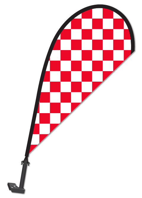 Clip on Paddle Flag - RED/WHITE CHECKERED
