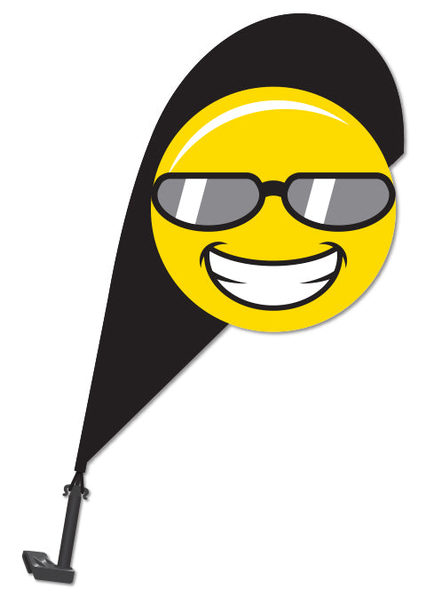 3D Clip on Paddle Flag - Smiley with Sunglasses