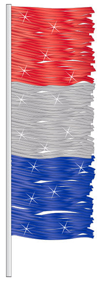 Antenna Flag - Metallic Fringe - Red, Silver & Blue