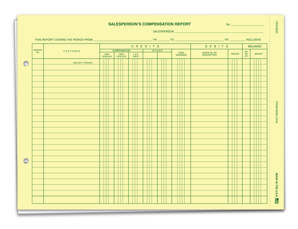 Salesperson's Compensation Report - DSA-231N