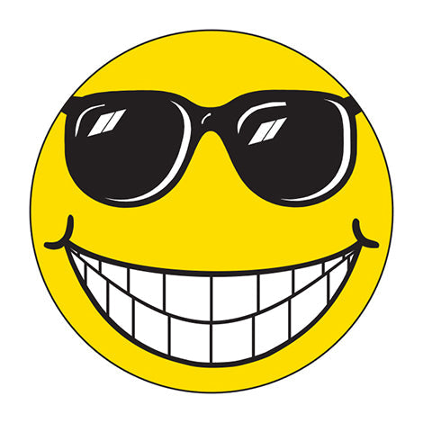 Window Sticker - Happy Face with Sun Glasses - 6" Diameter