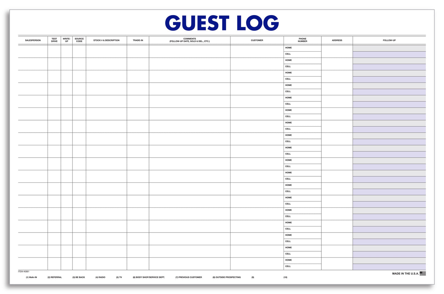 Guest Log- 100 Sheets