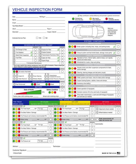 Multi-Point Vehicle Inspection Report (Eco) - 2 Part 