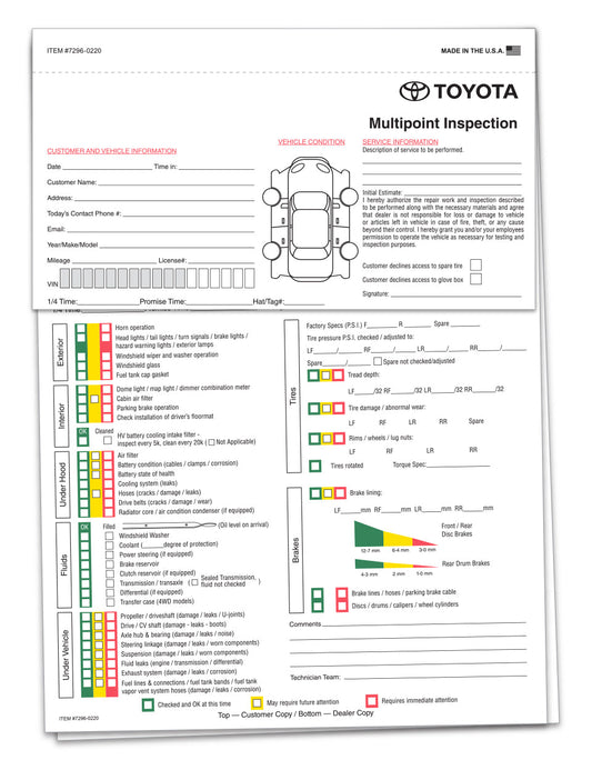 Toyota Multi-Point Vehicle Checkup - 3 Part