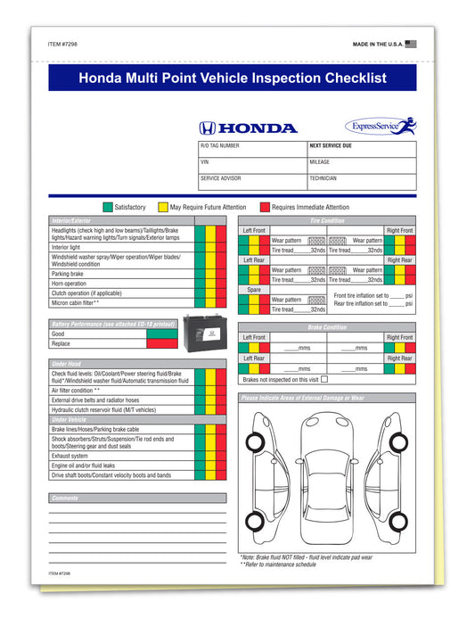 Honda Multi-Point Vehicle Checkup - 2 Part 