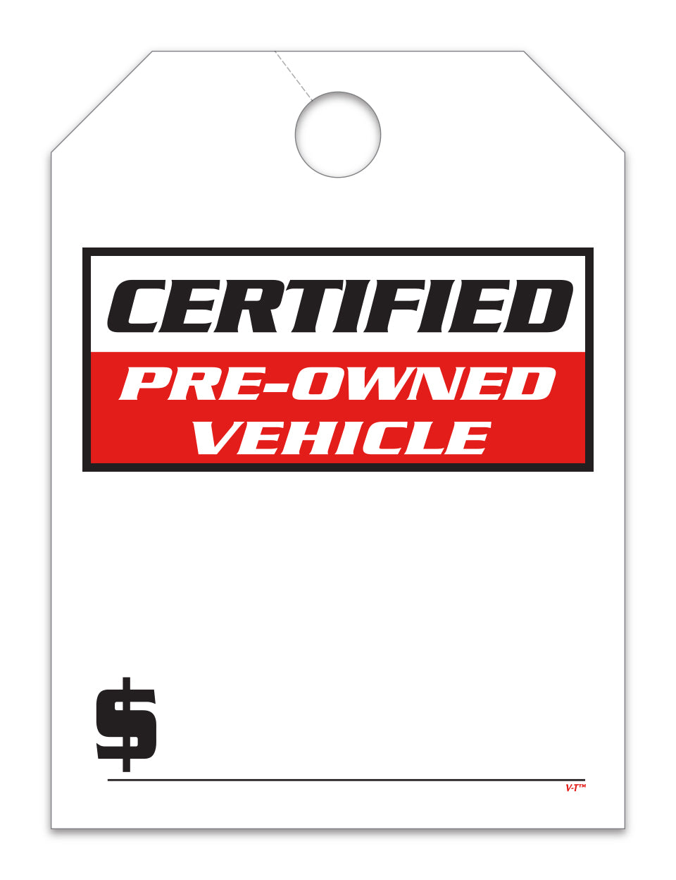 Hang Tag - Certified Pre Owned Vehicle - 8.5" x 11.5"
