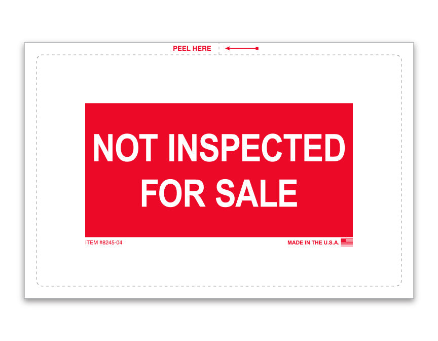 Not Inspected for Sale Sticker - 8" x 5-1/4"