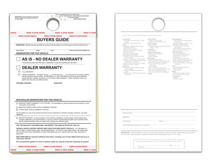 Buyers Guide - BG-2017 - As Is - 2 Part - Hanging Tag