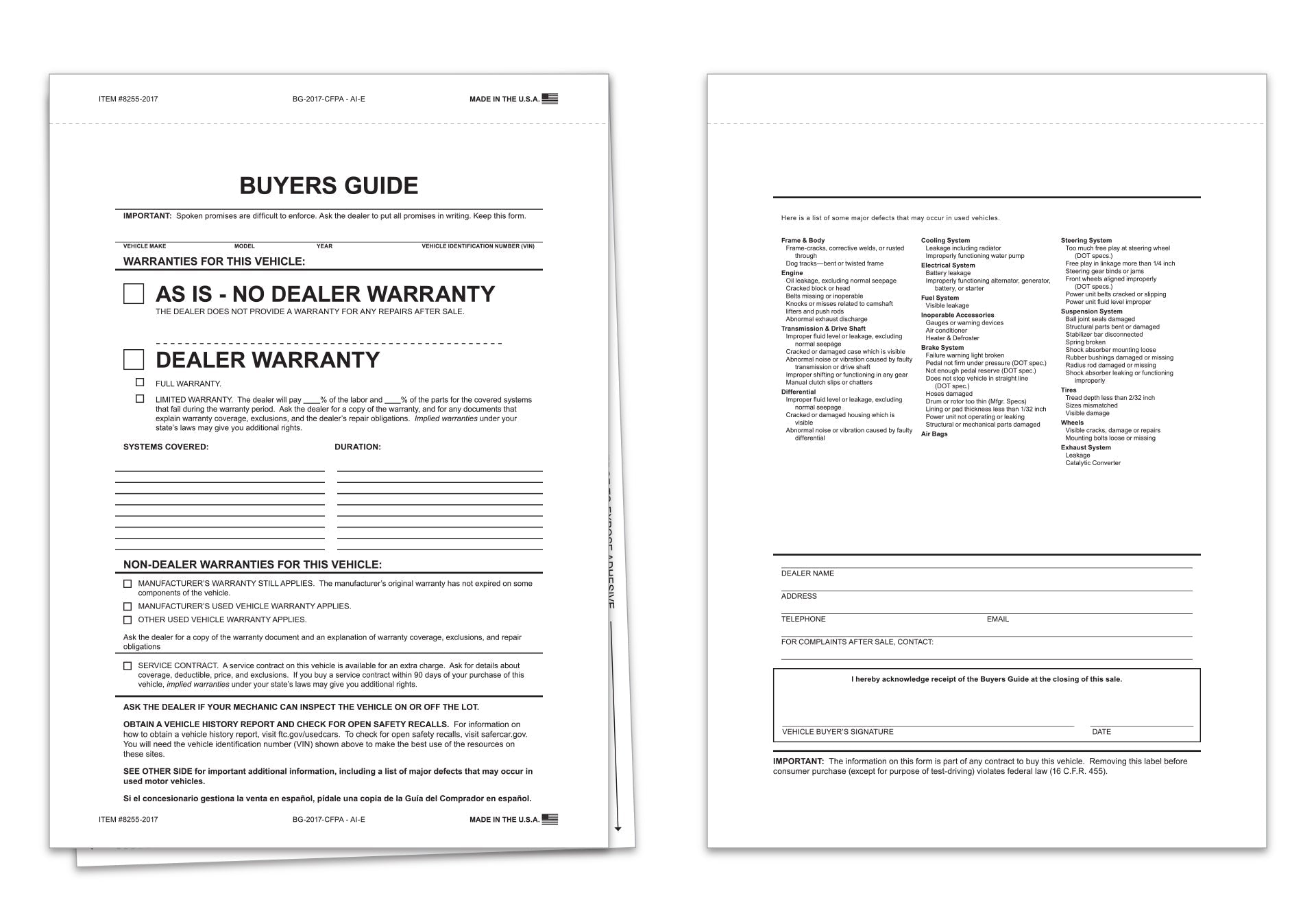 Interior Buyers Guide - BG-2017- As Is - 2 Part, Paper/PA