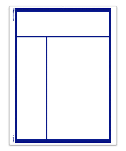 8.5" x 11" Laser Window Sticker, Blue Frame, Perm. Adh., 1 Part