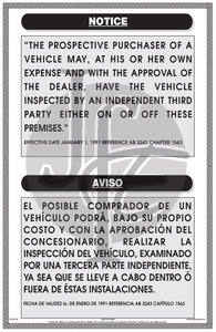 Notice for Third Party Inspection Sign - Bilingual