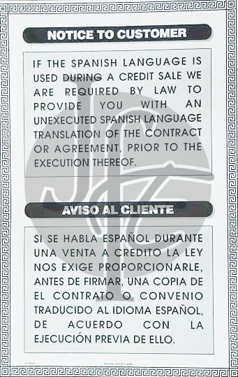 Notice to Translate Contract - Bilingual