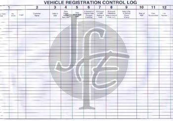 Vehicle Registration Control Log Book
